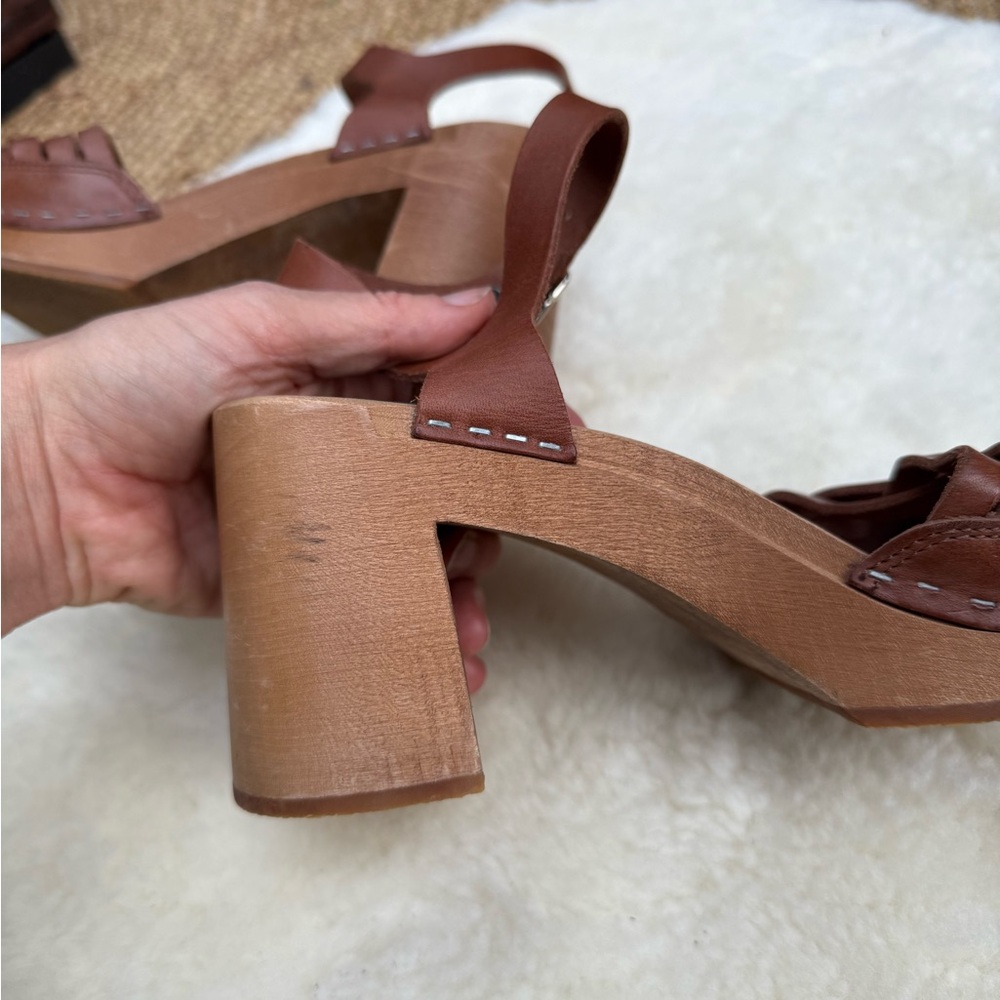 Swedish Hasbeens Brown Leather Sandals - Picture 4 of 7